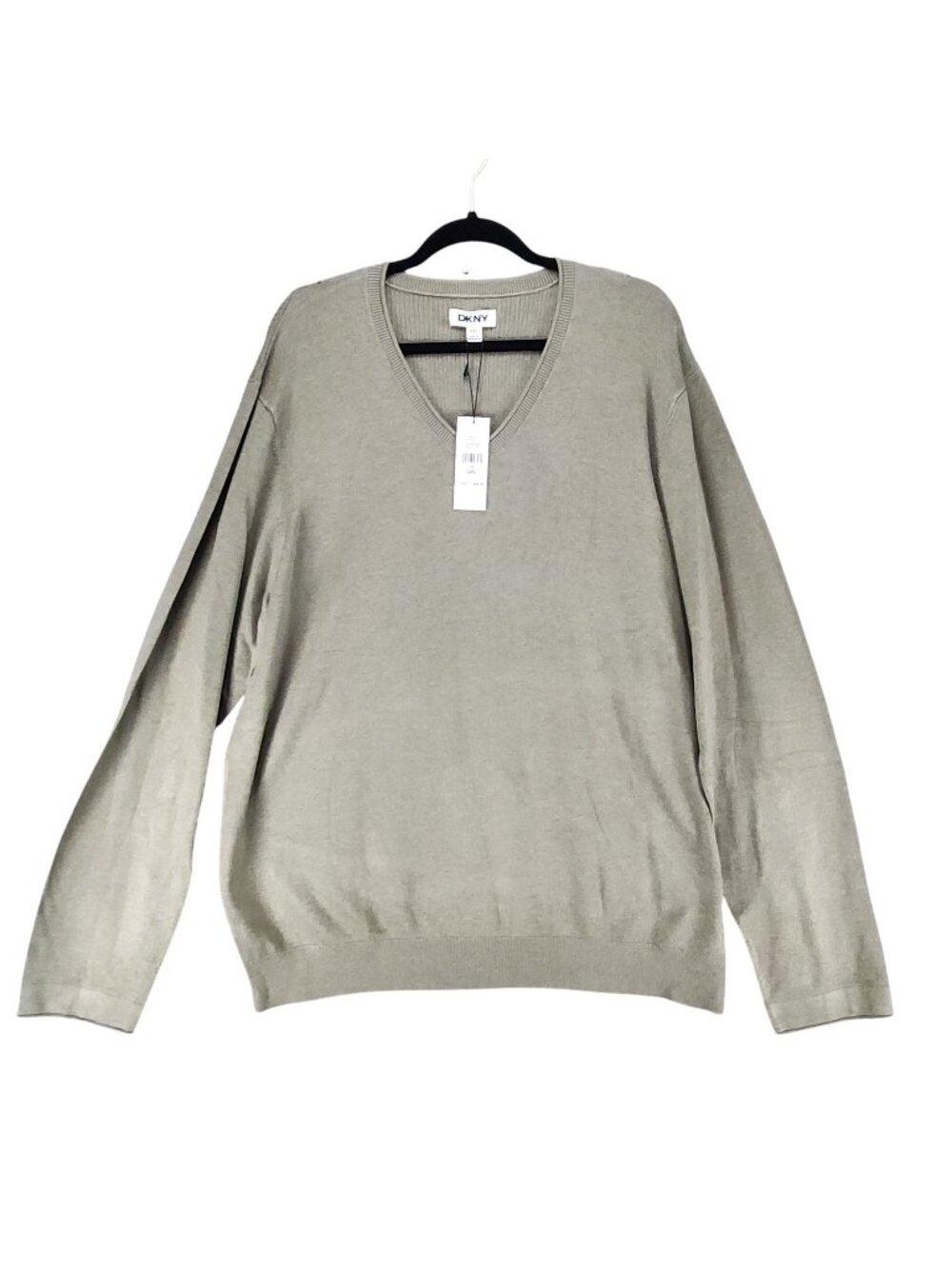 DKNY Sweater Mens 2XL Green Long Sleeve V Neck Pullover *NWT*
